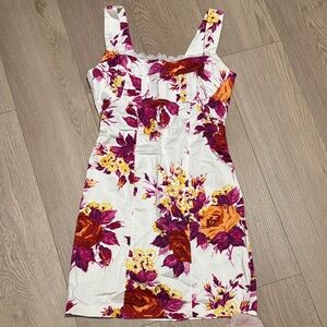 Macy's Floral Mini Dress in Orange and Purple